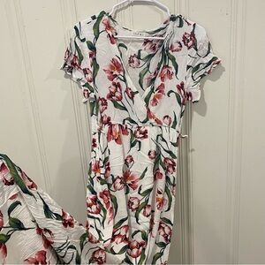 Blush Floral Maxi Dress - White, Pink, Green